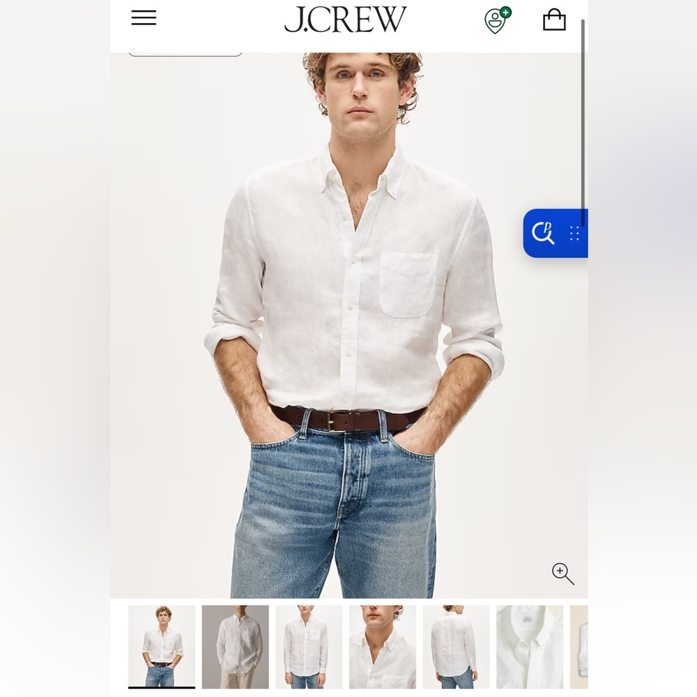 J. Crew, Men's White Linen Shirt, size medium, slim